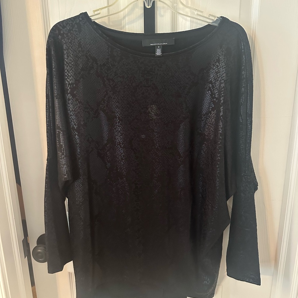 White House Black Market Shimmer Black Blouse